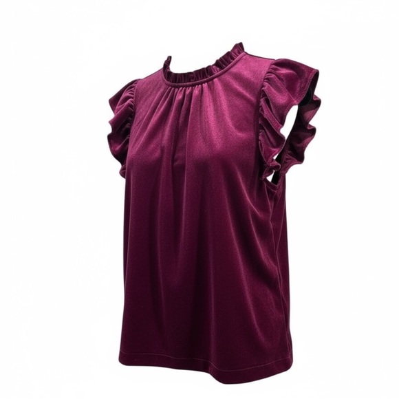 Velvet flutter sleeve top - Picture 5 of 5